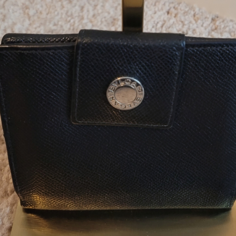 Bvlgari Black Wallet with Silver Accent Unisex